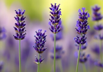 Naklejka premium Close-Up Lavender Flowers Field Blurred Bokeh