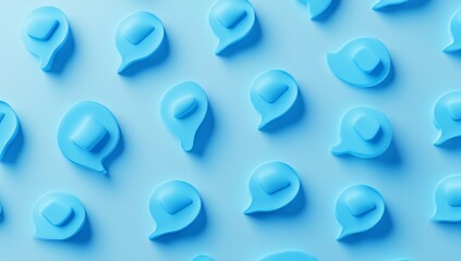3D Blue Chat Bubbles Pattern Background