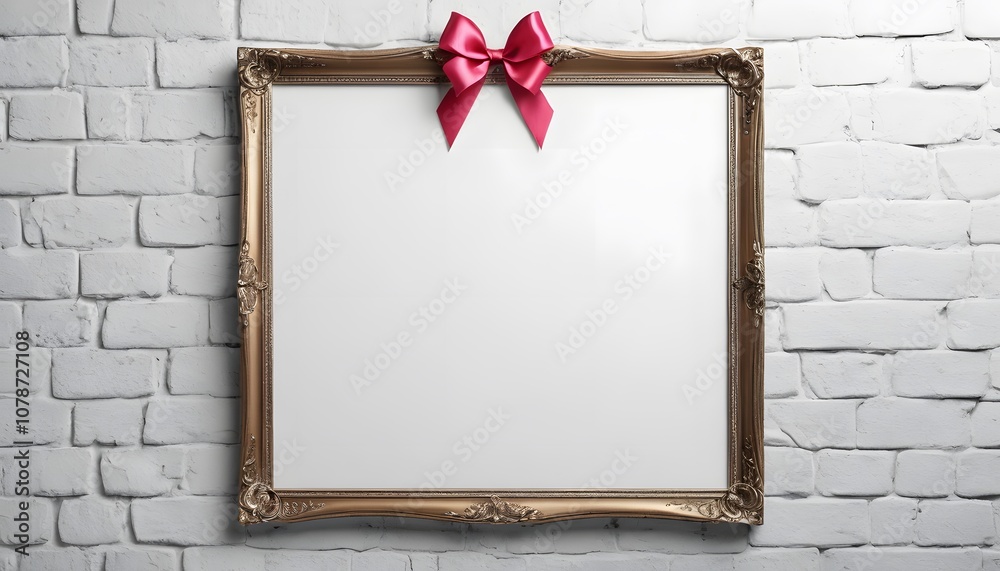 Poster beautiful empty poster frame with ribbon background ideal for invitations and celebrations