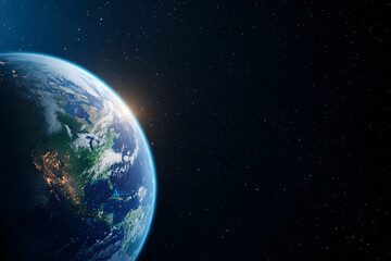 A stunning view of the Earth from space, highlighting the beauty of our planet and its atmosphere. A view of Earth from orbit.


