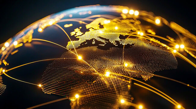 Illuminated globe a captivating display of global connectivity 