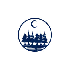 Minimalist pine trees silhouette vector