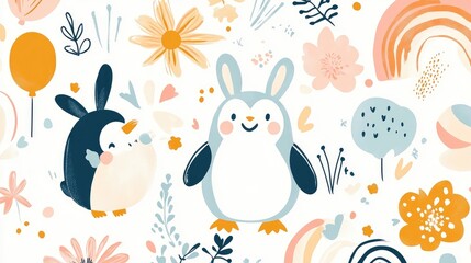 Fototapeta premium Adorable Hand-Drawn Animal Vector Design