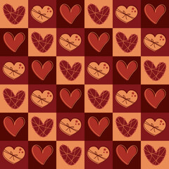 Vector seamless pattern with red hearts. Valentine's Day pattern