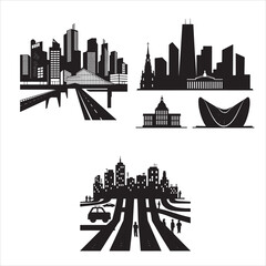 Fototapeta premium set of vector city silhouette