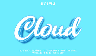 Cloud 3d editable text effect style