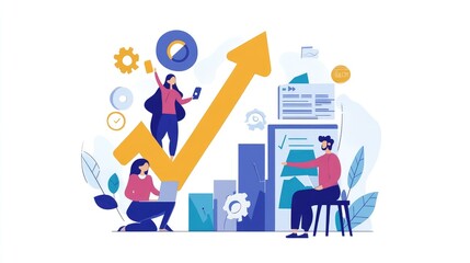 Business Growth Concept with Graph and People Working