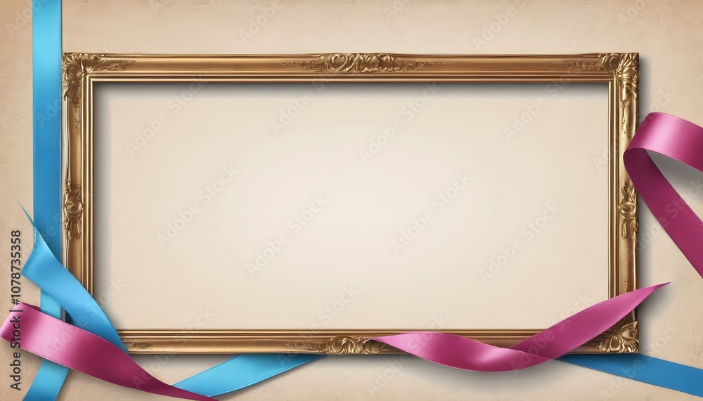 Poster empty poster frame with beautiful ribbon background perfect for displaying creative artwork or promo