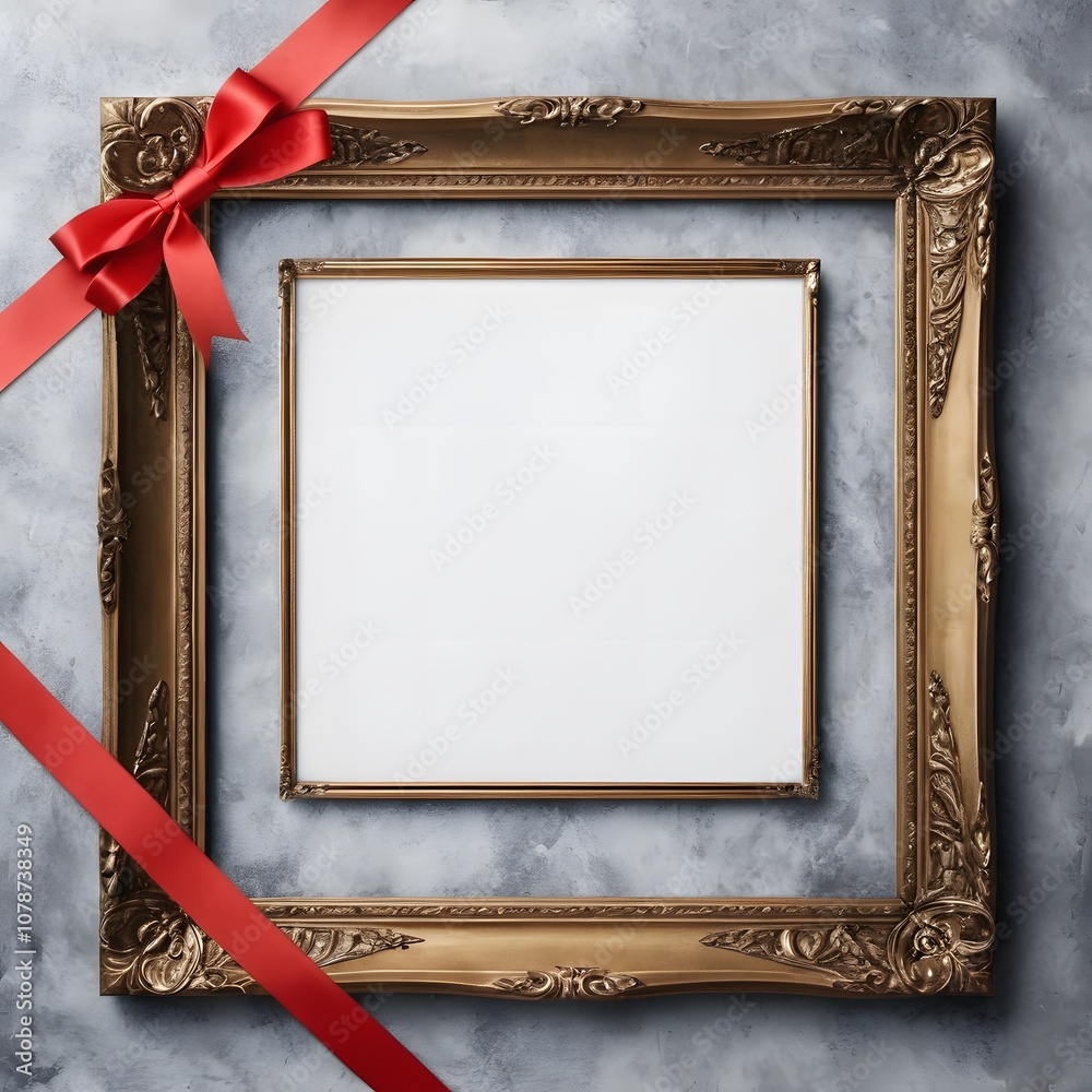 Poster Empty Poster Frame with Beautiful Ribbon Background for Versatile Use in Various Design Projects