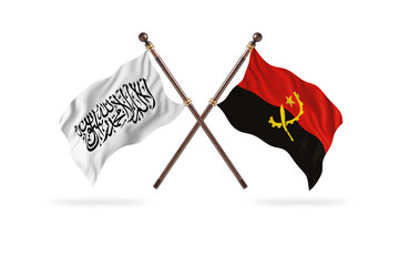 Islamic Emirate of Afghanistan Versus Angola Versus Two countries Flags background