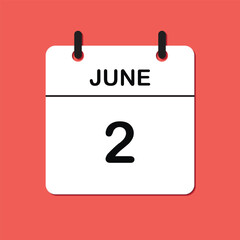 June 2. Daily Calendar icon for design. Simple design for business brochure, flyer, print media, advertisement. Easily editable