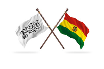 Islamic Emirate of Afghanistan Versus Bolivia Versus Two countries Flags background