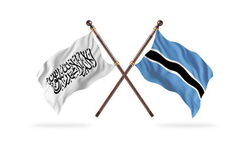 Islamic Emirate of Afghanistan Versus Botswana Versus Two countries Flags background