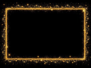 Luxurious gold glitter frame with a sophisticated border design, perfect for adding a touch of glamour to your designs or photos, fancy, elegant, sparkly