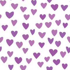 Seamless pattern with pink hearts. Template holiday vector illustration. Design for card, postcard, poster, print, banner. Cartoon colorful hearts on white background