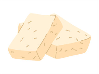 Piece of traditional Mediterranean goat white cheese brynza. Vector isolated on white food illustration.