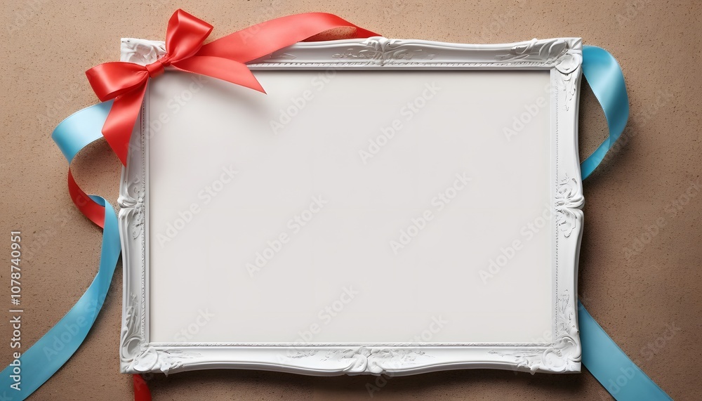 Poster a stunning empty poster frame with a beautiful ribbon background perfect for showcasing art or annou