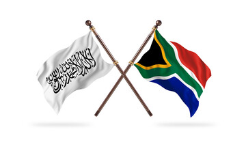 Islamic Emirate of Afghanistan Versus South Africa Versus Two countries Flags background