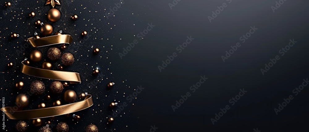 Poster an in-depth view of on a smooth black background with a large text area for backdrop utilize a golde