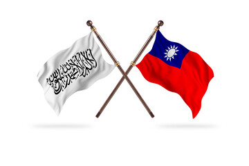 Islamic Emirate of Afghanistan Versus Taiwan Versus Two countries Flags background