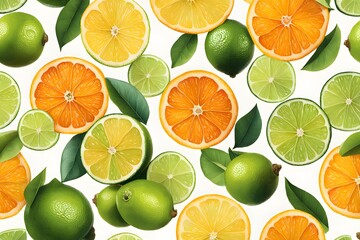 A citrus branch with a mix of oranges lemons and limes creating a colorful display, Ai Generated