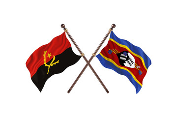 Angola Versus Swaziland Two countries Flags background