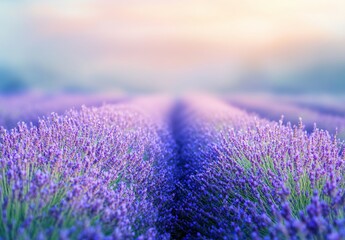 Obraz premium Lavender Field Banner Background with Blur