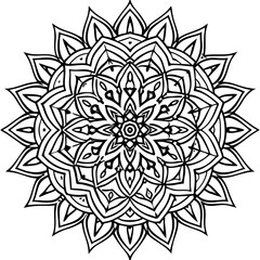 Mandala line art element pattern graphic design for coloring, greeting card, sticker, tattoo, yoga design, wallpaper