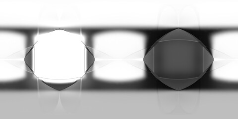 HDRI map with studio light, three light sources, 360 panorama interior, object visualization
