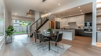 Modern interior of a stylish home featuring an open space design and elegant decor.