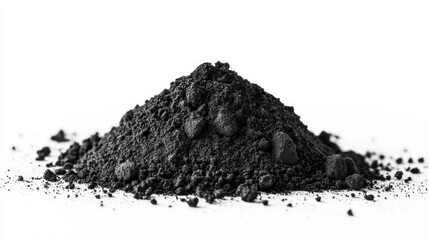 A pile of black powder, isolated on a white background.