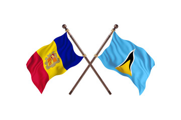 Andorra Versus Saint Lucia Two countries Flags background