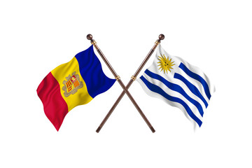 Fototapeta premium Andorra Versus Uruguay Two countries Flags background