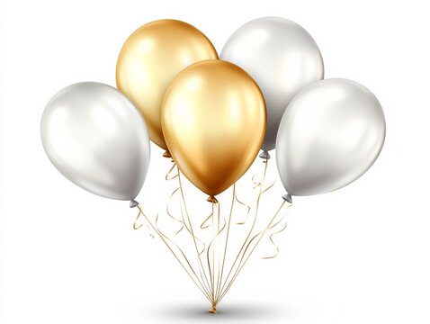 recommend clip art: Bunch of balloons with gold and white colors