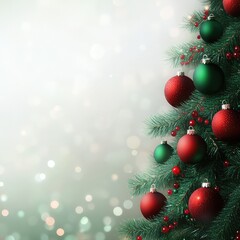 Obraz premium Christmas Tree, Ornaments and Defocused Lights Background 