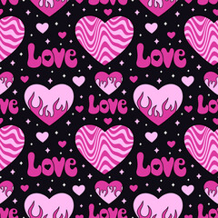 Y2k love seamless pattern with hearts