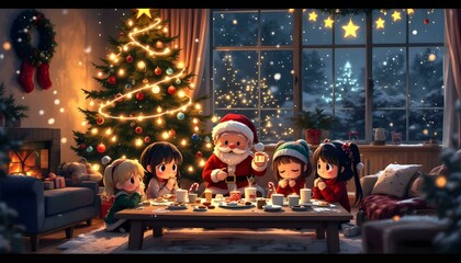Fototapeta premium Heartwarming Christmas Family Celebration