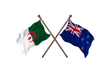 Algeria Versus New Zealand Two countries Flags background