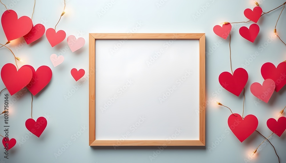 Aufkleber Versatile and Stylish Empty Poster Frame with a Beautiful Heart Background Ideal for Romantic Themes and Creative Projects
