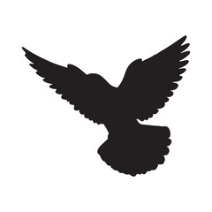 Fototapeta premium illustration of a pigeon silhouette vector art Illustration, Beautiful bird pigeon silhouette black icon vector art illustration
