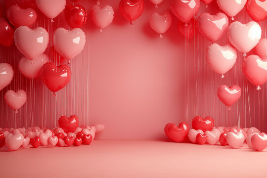 Pink podium background for product, Valentine's Day, 3D rendering.