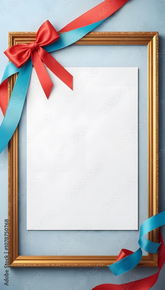 Poster a captivating empty poster frame set against a beautiful ribbon background for creative advertising 