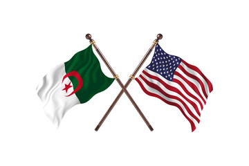 Algeria Versus United States of America Two countries Flags background