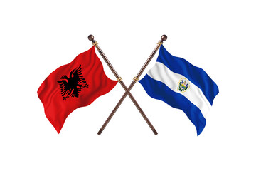 Albania Versus ElSalvador Two countries Flags background