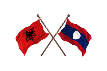 Albania Versus Laos Two countries Flags background