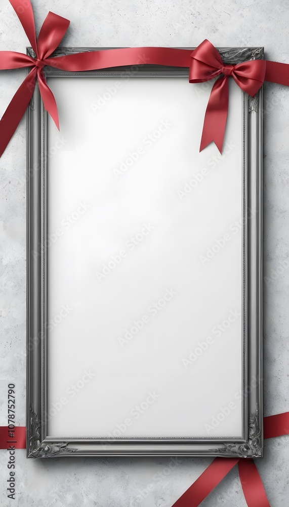 Poster an elegant empty poster frame surrounded by a beautiful ribbon background perfect for event announce