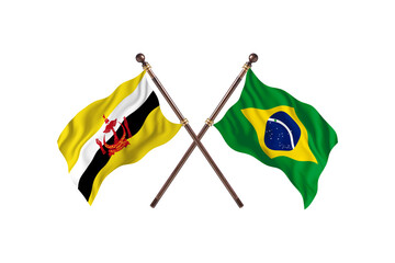 Brunei Versus Brazil Two countries Flags background
