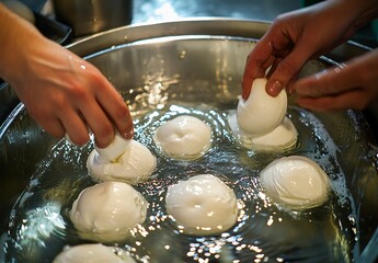 Mozzarella Cheese Making Process in Factory