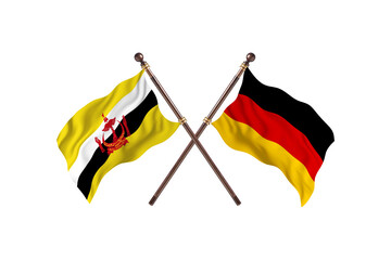 Brunei Versus Germany Two countries Flags background