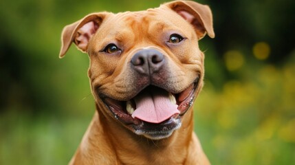 Close-up Portrait of a Smiling Brown Dog